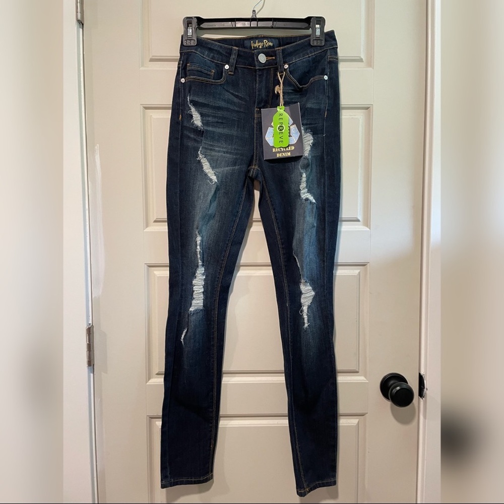 Indigo Rein High Rise Distressed Ankle Jeans